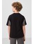 Siyah Pamuklu Yumuşak Dokulu Oversize Fit Nakışlı Erkek Çocuk T-Shirt - 11290 5