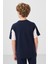 Lacivert Pamuklu Yumuşak Dokulu Oversize Fit Nakışlı Erkek Çocuk T-Shirt - 11290 5