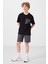Siyah-Gri Pamuklu Oversize Fit Dokuma Hafif Esnek Chino Erkek Çocuk Şort Takım - 11278 3