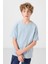 Açık Mavi Pamuklu Yumuşak Dokulu Oversize Baskılı Erkek Çocuk T-Shirt - 11301 4