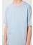 Açık Mavi Pamuklu Yumuşak Dokulu Oversize Baskılı Erkek Çocuk T-Shirt - 11301 5