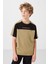 Koyu Bej Pamuklu Yumuşak Dokulu Oversize Fit Nakışlı Erkek Çocuk T-Shirt - 11290 4
