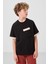 Siyah Pamuklu Yumuşak Dokulu Oversize Cep Detaylı Erkek Çocuk T-Shirt - 11295 1