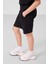 Siyah Pamuklu Oversize Fit Dokuma Hafif Esnek Chino Erkek Çocuk Şort Takım - 11276 4
