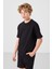 Siyah Pamuklu Oversize Fit Dokuma Hafif Esnek Chino Erkek Çocuk Şort Takım - 11276 5