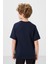 Lacivert Pamuklu Yumuşak Dokulu Oversize Cep Detaylı Erkek Çocuk T-Shirt - 11295 5