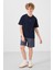 Lacivert-Kot Lacivert Pamuklu Oversize Fit Dokuma Hafif Esnek Chino Erkek Çocuk Şort Takım - 11276 1
