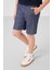 Lacivert-Kot Lacivert Pamuklu Oversize Fit Dokuma Hafif Esnek Chino Erkek Çocuk Şort Takım - 11276 4