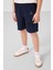Ekru-Lacivert Pamuklu Oversize Fit Dokuma Hafif Esnek Chino Erkek Çocuk Şort Takım - 11276 2