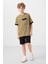 Koyu Bej Pamuklu Yumuşak Dokulu Oversize Cep Detaylı Erkek Çocuk T-Shirt - 11295 2