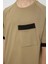 Koyu Bej Pamuklu Yumuşak Dokulu Oversize Cep Detaylı Erkek Çocuk T-Shirt - 11295 3