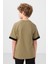 Koyu Bej Pamuklu Yumuşak Dokulu Oversize Cep Detaylı Erkek Çocuk T-Shirt - 11295 5