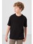 Siyah Pamuklu Yumuşak Dokulu Oversize Basic Erkek Çocuk T-Shirt - 11297 3