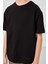 Siyah Pamuklu Yumuşak Dokulu Oversize Basic Erkek Çocuk T-Shirt - 11297 4