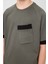 Haki Pamuklu Yumuşak Dokulu Oversize Cep Detaylı Erkek Çocuk T-Shirt - 11295 3