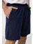 Indigo Polyester Ince Yumuşak Standart Fit Erkek Taytlı Şort - 81287 3