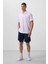 Indigo Polyester Ince Yumuşak Standart Fit Erkek Taytlı Şort - 81287 4