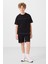 Siyah Pamuklu Oversize Fit Dokuma Hafif Esnek Chino Erkek Çocuk Şort Takım - 11279 1