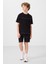 Siyah Pamuklu Oversize Fit Dokuma Hafif Esnek Chino Erkek Çocuk Şort Takım - 11279 5