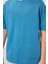 Petrol Mavi Pamuklu Yumuşak Dokulu Oversize Basic Erkek Çocuk T-Shirt - 11297 3