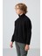 Siyah Kalın Yumuşak Dokulu Standart Fit Nakışlı Polar Erkek Çocuk Sweatshirt - 11223 4