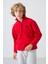 Kırmızı Kalın Yumuşak Dokulu Standart Fit Nakışlı Polar Erkek Çocuk Sweatshirt - 11221 4