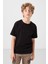 Siyah Pamuklu Yumuşak Dokulu Oversize Baskılı Erkek Çocuk T-Shirt - 11285 4