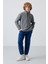 Gri Melanj Kalın Yumuşak Dokulu Standart Fit Nakışlı Polar Erkek Çocuk Sweatshirt - 11221 2