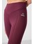 Bordo Polyester Standart Fit Esnek Performans Kadın Tayt - 94666 3