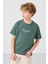 Açık Yeşil Pamuklu Yumuşak Dokulu Oversize Baskılı Erkek Çocuk T-Shirt - 11285 4