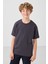 Antrasit Pamuklu Yumuşak Dokulu Oversize Baskılı Erkek Çocuk T-Shirt - 11301 1