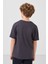 Antrasit Pamuklu Yumuşak Dokulu Oversize Baskılı Erkek Çocuk T-Shirt - 11301 5