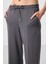 Koyu Gri Yumuşak Dokulu Cepli Ön Dikiş Detaylı Kadın Palazzo Pantolon - 94670 3