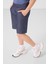 Koyu Mavi-Kot Lacivert Pamuklu Oversize Fit Dokuma Hafif Esnek Chino Erkek Çocuk Şort Takım - 11279 4