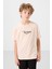 Bej Pamuklu Yumuşak Dokulu Oversize Baskılı Erkek Çocuk T-Shirt - 11285 1