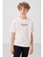 Ekru Pamuklu Yumuşak Dokulu Oversize Baskılı Erkek Çocuk T-Shirt - 11285 1