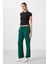 Yeşil Yumuşak Dokulu Yan Panel Detaylı Geniş Paça Kadın Palazzo Pantolon - 94669 1