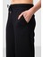 Siyah Yumuşak Dokulu Cepli Ön Dikiş Detaylı Kadın Palazzo Pantolon - 94670 3