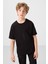 Siyah Pamuklu Yumuşak Dokulu Oversize Baskılı Erkek Çocuk T-Shirt - 11301 1