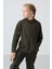 Haki Kalın Yumuşak Dokulu Standart Fit Nakışlı Polar Kız Çocuk Sweatshirt - 75152 3