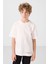 Ekru Pamuklu Yumuşak Dokulu Oversize Basic Erkek Çocuk T-Shirt - 11297 1