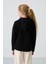 Siyah Kalın Yumuşak Dokulu Standart Fit Nakışlı Polar Kız Çocuk Sweatshirt - 75152 5
