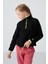 Siyah Kalın Yumuşak Dokulu Standart Fit Nakışlı Polar Kız Çocuk Sweatshirt - 75151 1