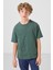 Açık Yeşil Pamuklu Yumuşak Dokulu Oversize Basic Erkek Çocuk T-Shirt - 11297 1