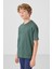 Açık Yeşil Pamuklu Yumuşak Dokulu Oversize Basic Erkek Çocuk T-Shirt - 11297 4