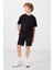 Siyah Pamuklu Oversize Fit Dokuma Hafif Esnek Chino Erkek Çocuk Şort Takım - 11278 1