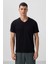 Standart Fit Basic V Yaka 3lü Paket Siyah Erkek T-Shirt 87912 3