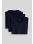 Standart Fit Basic V Yaka 3lü Paket Lacivert Erkek T-Shirt 87912 2