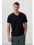 Standart Fit Basic V Yaka 3lü Paket Siyah-Beyaz-Petrol Erkek T-Shirt 87912 3