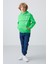 Neon Yeşil Pamuklu Kalın İçi Tüylü Yumuşak Dokulu Standart Fit Baskılı Erkek Çocuk Sweatshirt - 11239 2
